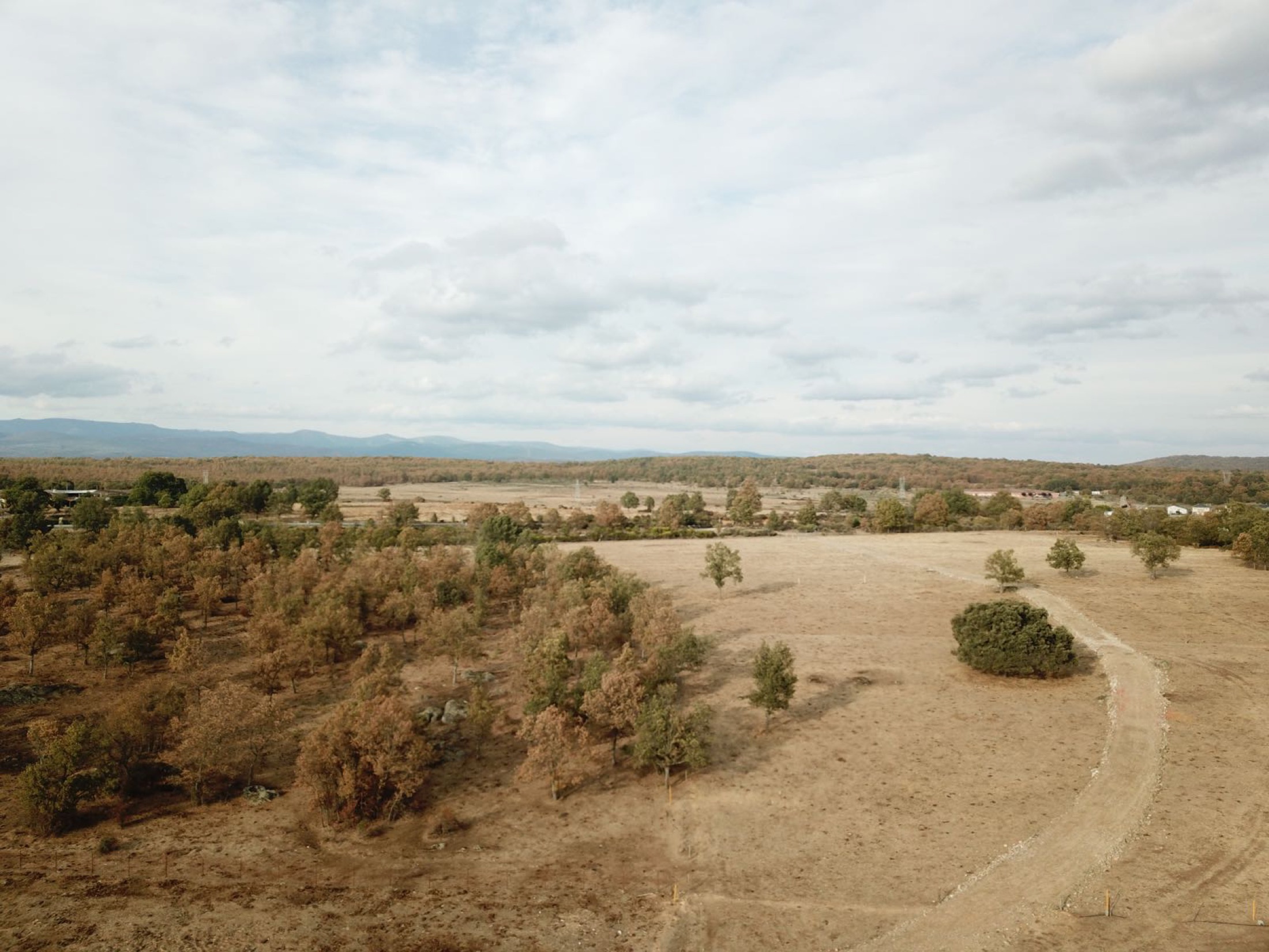 Vista de dron de la finca y su entorno